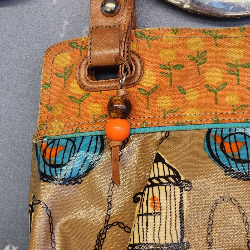 Fossil Vintage Birdcage Key-per Keyper Coated Canvas - Picture 4 of 13